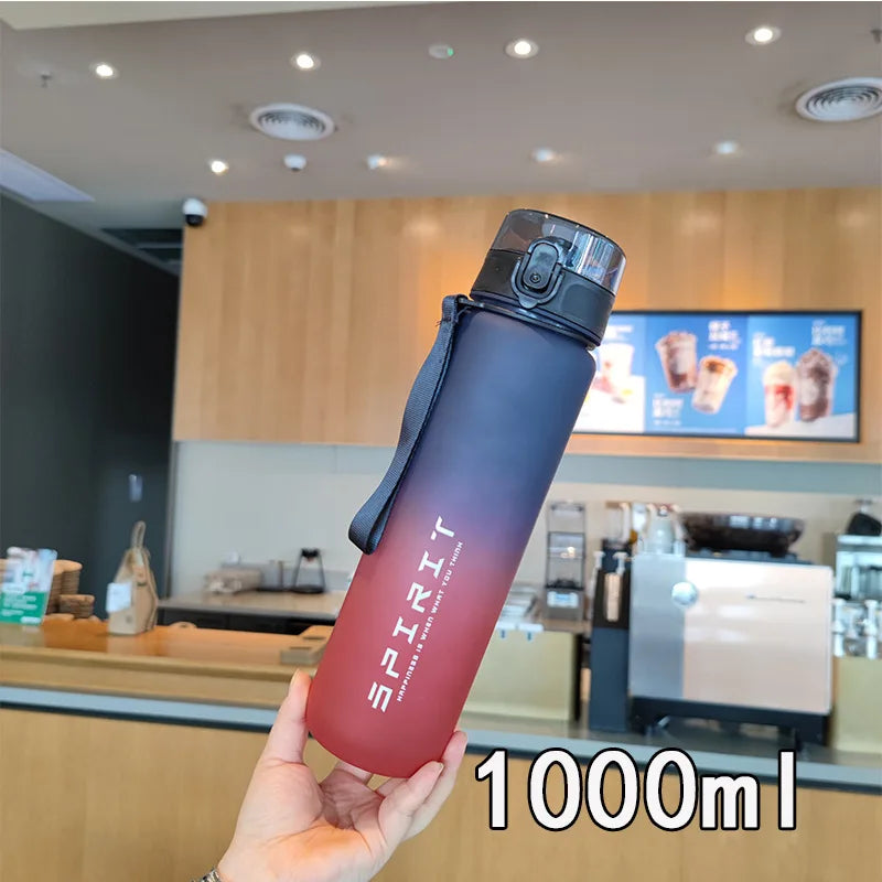 1 Liter Large Capacity Sports Water Bottle Portable Leak-Proof Plastic Bottle for Outdoor Sports Travel Fitness Drinkware Jugs