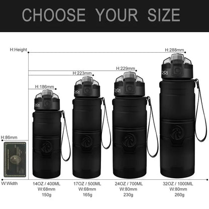 Sports Water Bottles With Time Scale Marker Leakproof Outdoor Shaker Bottle Tritan Plastic Eco-Friendly Drinkware BPA Free