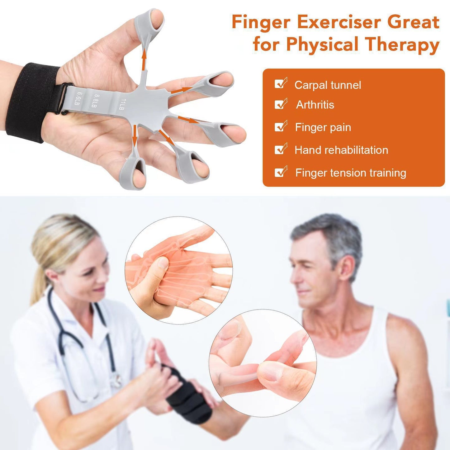 “Flexoora 5‑Finger Hand Trainer – Gym Fitness Body Silicone Wrist Puller & Finger Strengthener”