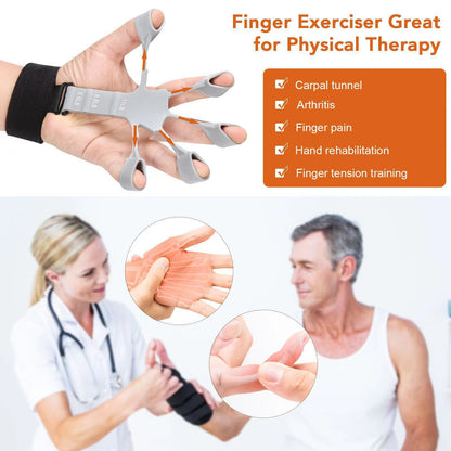 “Flexoora 5‑Finger Hand Trainer – Gym Fitness Body Silicone Wrist Puller & Finger Strengthener”