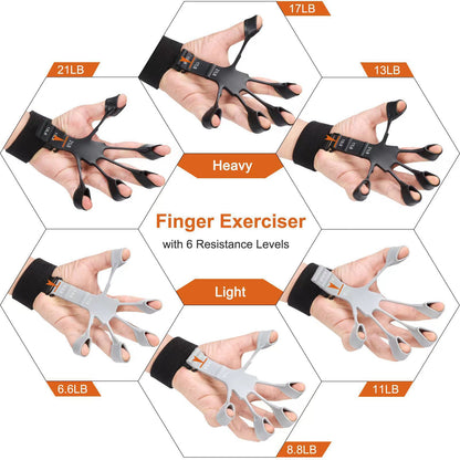 “Flexoora 5‑Finger Hand Trainer – Gym Fitness Body Silicone Wrist Puller & Finger Strengthener”