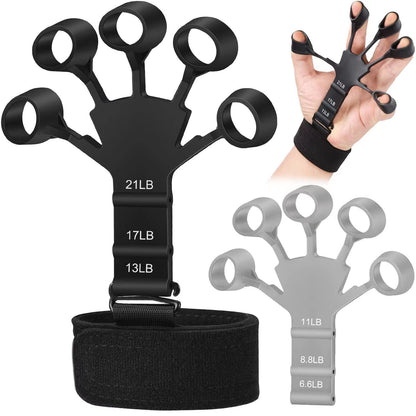 “Flexoora 5‑Finger Hand Trainer – Gym Fitness Body Silicone Wrist Puller & Finger Strengthener”