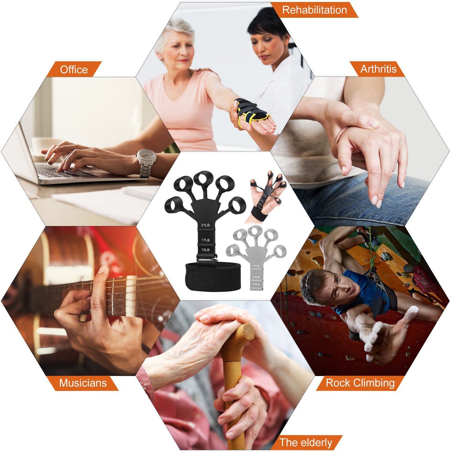 “Flexoora 5‑Finger Hand Trainer – Gym Fitness Body Silicone Wrist Puller & Finger Strengthener”