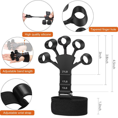 “Flexoora 5‑Finger Hand Trainer – Gym Fitness Body Silicone Wrist Puller & Finger Strengthener”