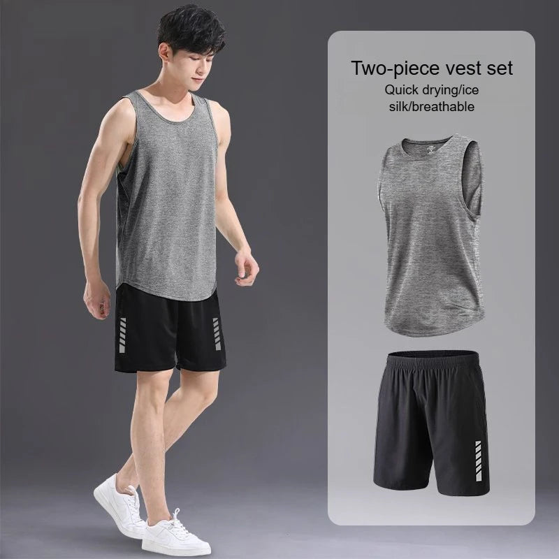 “Flexoora Men’s Ice‑Silk Quick‑Dry Summer 2‑Piece Training Set”