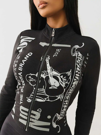 “Flexoora Women’s 2‑Piece Zipper Sweatshirt & Biker Shorts Set – Summer Streetwear”