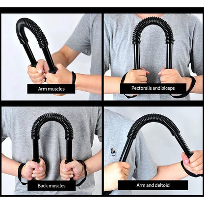 “Flexoora Spring‑Loaded Arm Strength Bar – Gym Fitness Body Adjustable 20‑60kg Upper‑Limb Trainer”