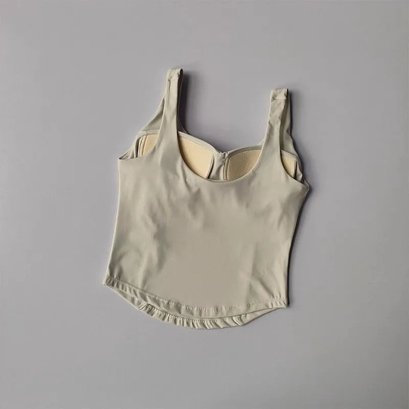 “Flexoora Women’s Shock‑Absorb Racerback Fitness Vest – Beauty Back Design”