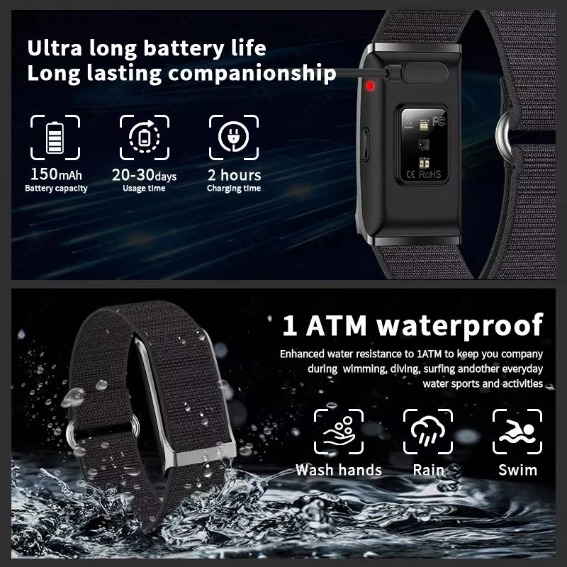 2025 Original No Screen Smart Watch Men's Sports Outdoors Fitness Heart Rate Various data Monitor 1ATM Waterproof Smartwatch