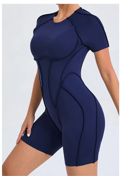 “Flexoora Women’s Backless Scrunch Booty Short Jumpsuit – Gym & Yoga”