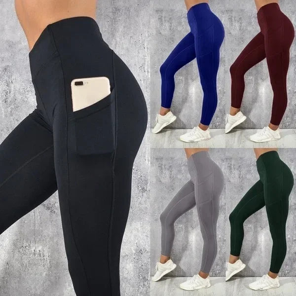 “Flexoora Women’s High‑Waist Pocketed Quick‑Dry Running & Yoga Leggings”