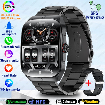 2025 New 1.95 Inch Ultra HD Smart Watch Men For OPPO GPS Tracking Bluetooth Call NFC Heart Rate Sports Fitness Women Smart Watch