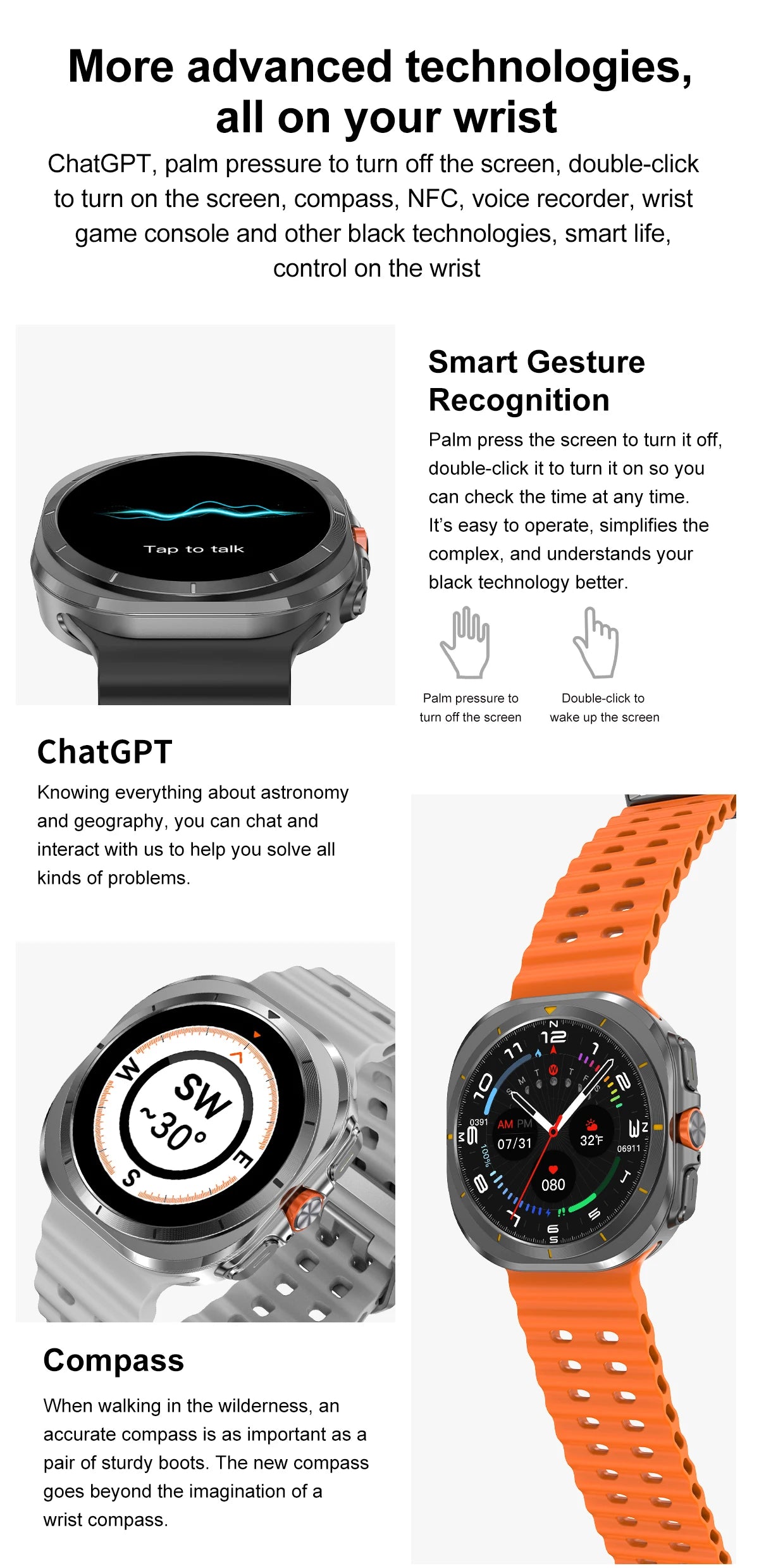 2025 New Watch 7 Ultra Smart Watch Men 32GB Memory Video GPS NFC 47mm AMOLED Fitness Waterproof Sport Tracker Health Smartwatch