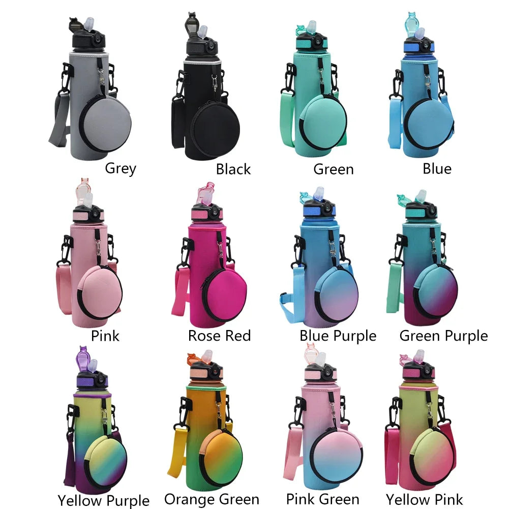 1000ML Sports Bottle Case with Adjustable Shoulder Strap Water Bottle Holder Neoprene Carrier Insulated Water Jug Carrier Pouch