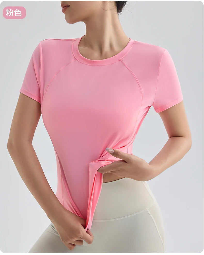 “Flexoora Women’s Quick‑Dry Round‑Neck Short‑Sleeve Gym Tee”