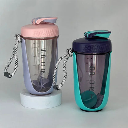 600ML Sports Shake Cup Blender Bottle with Plastic Mixing Ball, Leak Proof, Suitable for Gym Exercise