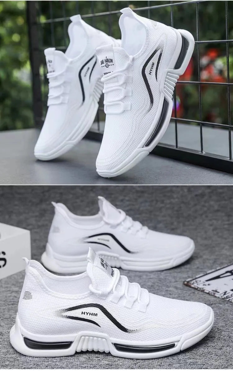 Men's sports shoes 2025 summer new sports trendy shoes anti slip casual running shoes breathable and comfortable white shoes