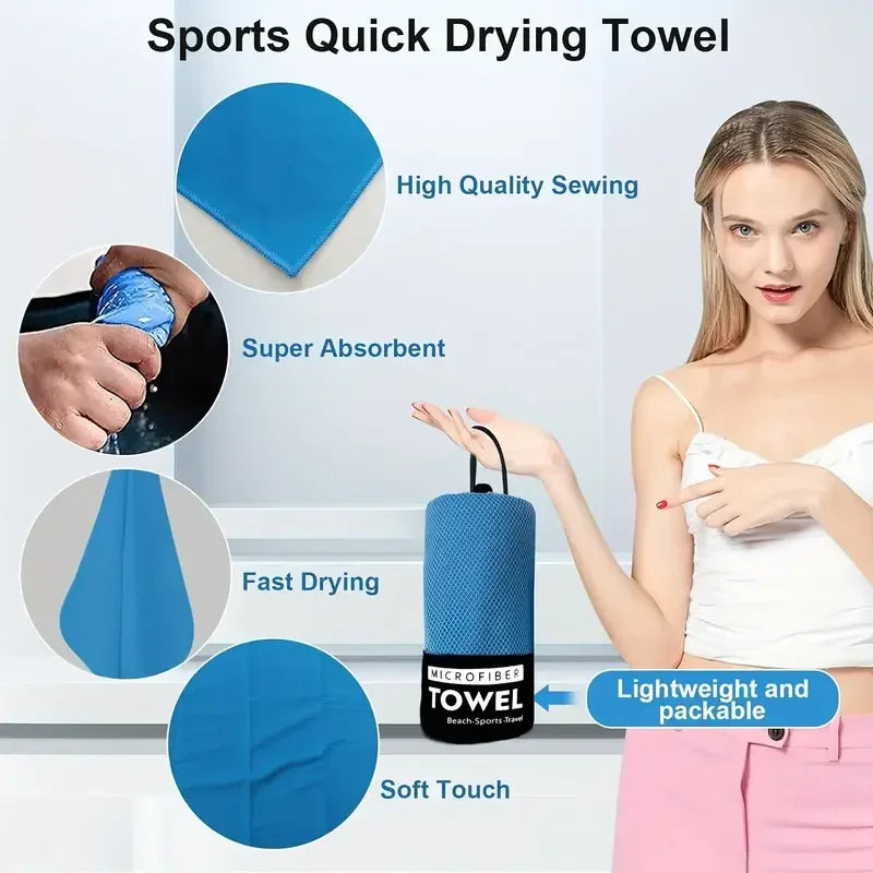 Compact Pocket-Sized Microfiber Towel – Super Absorbent & Fast-Drying for Gym, Yoga, Travel