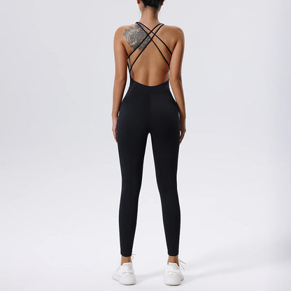 “Flexoora Women’s One‑Piece Zip‑Front Fitness Jumpsuit – Gym & Yoga”