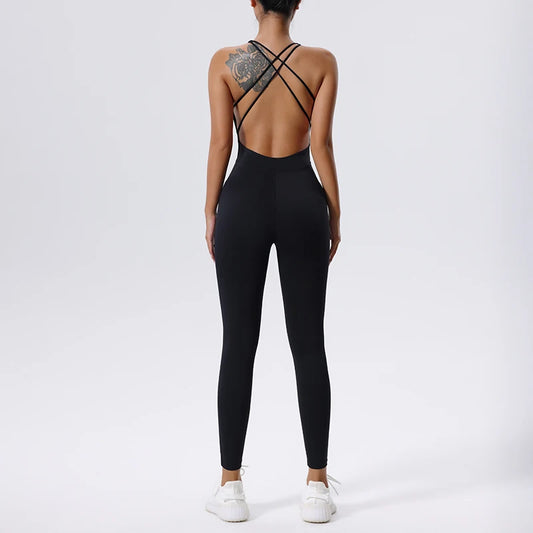 “Flexoora Women’s One‑Piece Zip‑Front Fitness Jumpsuit – Gym & Yoga”