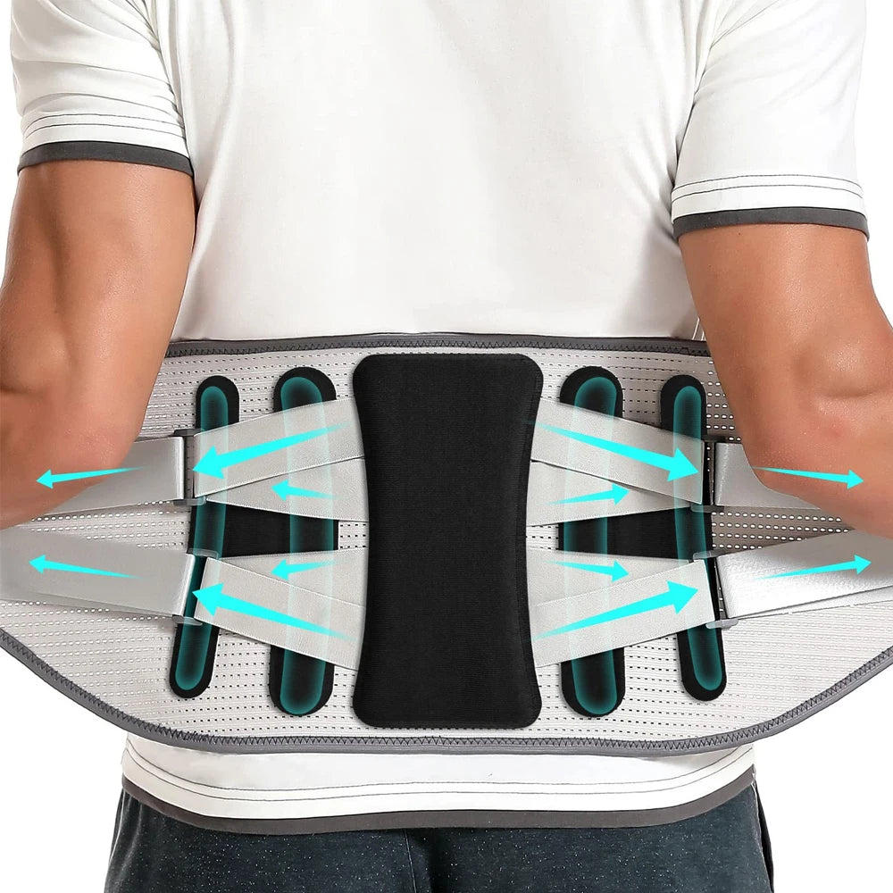 “Flexoora Lumbar Support Back Brace – Gym Fitness Body Adjustable Belt with Bionic Support Plate for Lower Back & Sciatica”