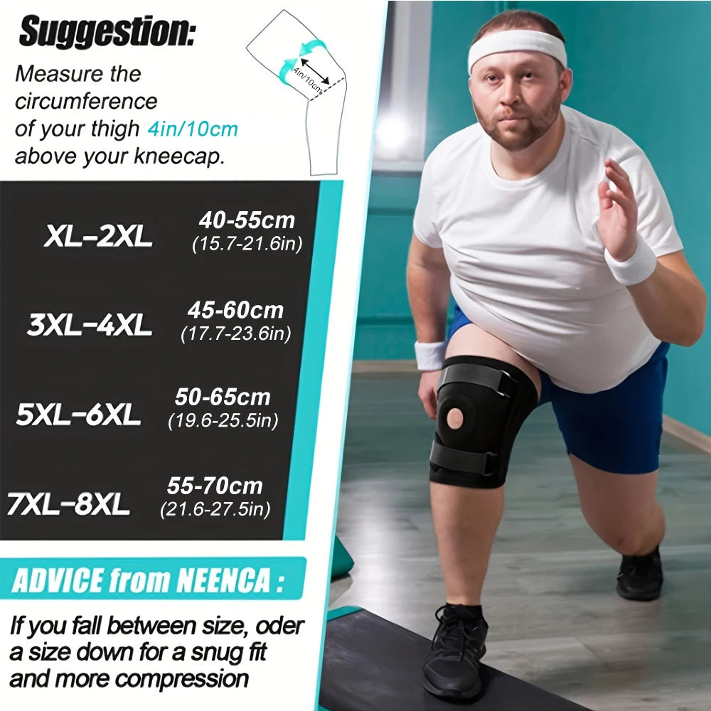 “Flexoora Plus‑Size Adjustable Knee Brace – Gym Fitness Body Patella Compression & Side Stabilizers”