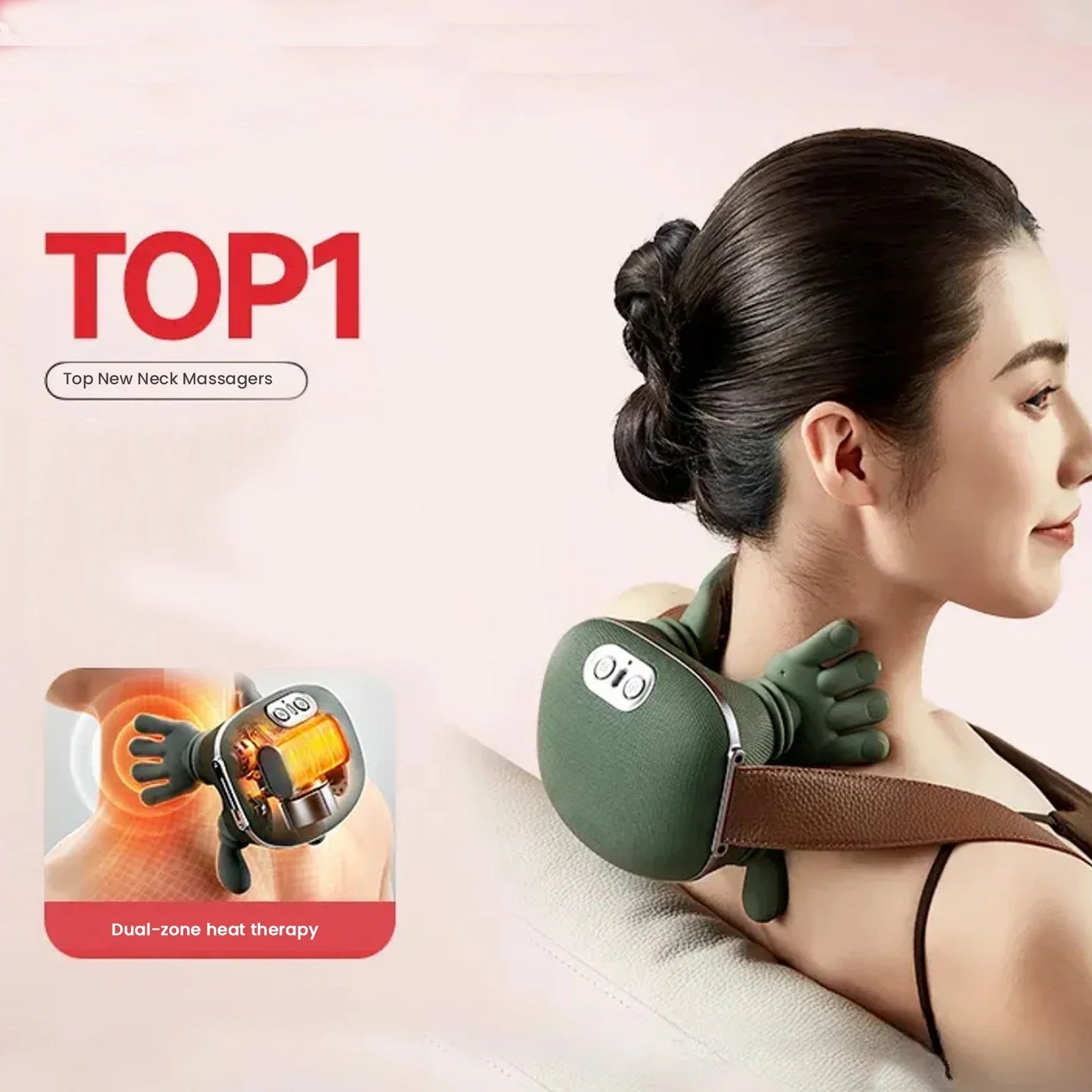 “Flexoora Heated Neck & Shoulder Massager – Gym Fitness Body Electric Kneading‑Pillow 3 Mode”