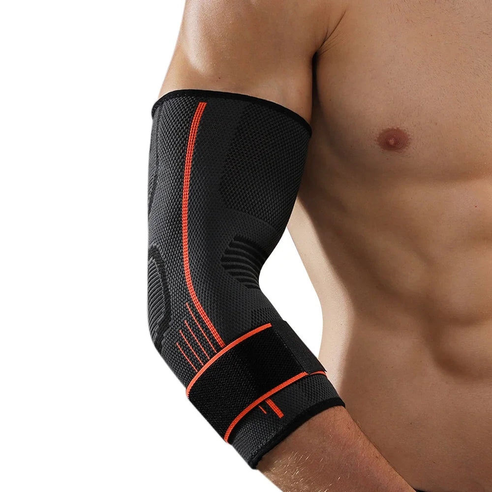 “Flexoora Adjustable Elbow Brace – Gym Fitness Body Compression Sleeve & Strap”