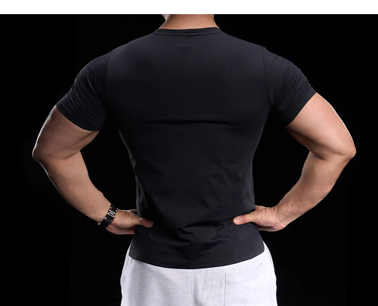 “Flexoora Men’s High‑Elasticity Breathable Short‑Sleeve Gym Tee – Running & Training”
