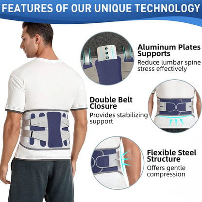 “Flexoora Lumbar Support Back Brace – Gym Fitness Body Adjustable Belt with Bionic Support Plate for Lower Back & Sciatica”