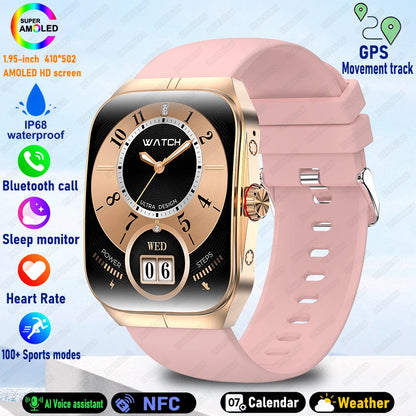 2025 New 1.95 Inch Ultra HD Smart Watch Men For OPPO GPS Tracking Bluetooth Call NFC Heart Rate Sports Fitness Women Smart Watch