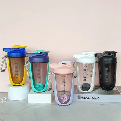 600ML Sports Shake Cup Blender Bottle with Plastic Mixing Ball, Leak Proof, Suitable for Gym Exercise