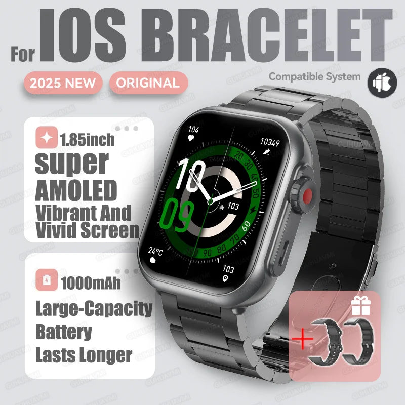 2025 New Fashion Sports Smart Watch Men Women 1.85-Inch HD AMOLED Full Touch Screen IP68 Waterproof Bluetooth Call SmartWatches