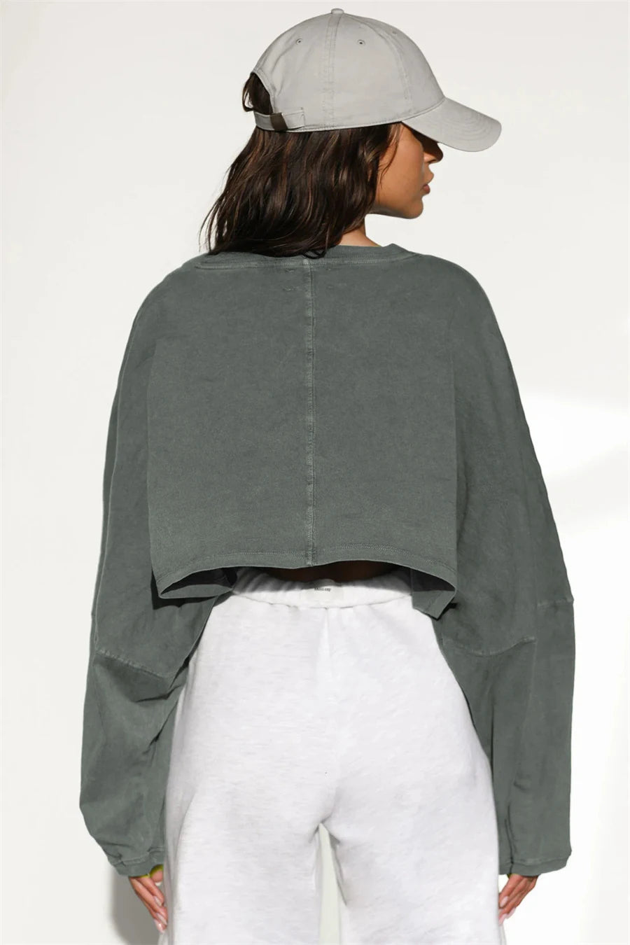 “Flexoora Women’s Loose Long‑Sleeve Crop Training Tee”