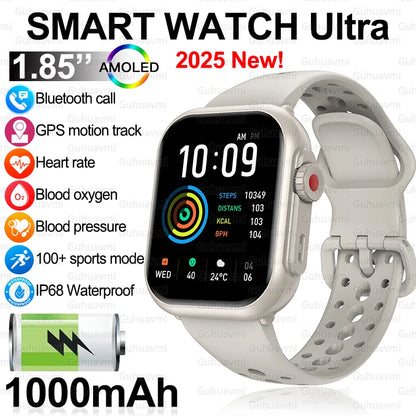 2025 New Fashion Sports Smart Watch Men Women 1.85-Inch HD AMOLED Full Touch Screen IP68 Waterproof Bluetooth Call SmartWatches