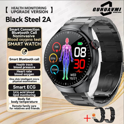 2025 New Smart Watch For Men Health ECG+HRV Blood Oxygen Uric Acid Fitness Sport Tracker Watches body fat Sleep Call Smartwatch