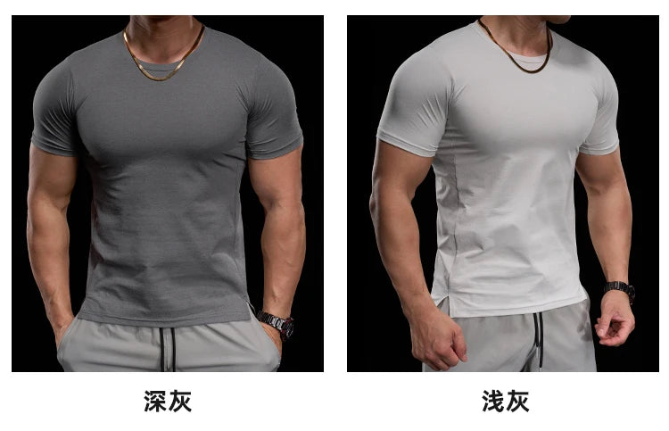 “Flexoora Men’s High‑Elasticity Breathable Short‑Sleeve Gym Tee – Running & Training”
