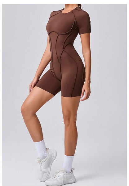 “Flexoora Women’s Backless Scrunch Booty Short Jumpsuit – Gym & Yoga”