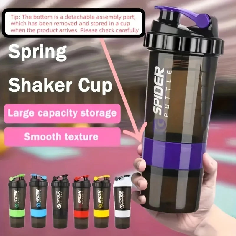 Sport Water Bottle Portable Protein Shake Cup 3 Layers Shake Cup with Measurement Marking Gym Fitness Protein Shake Bottle
