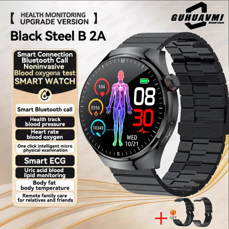2025 New Smart Watch For Men Health ECG+HRV Blood Oxygen Uric Acid Fitness Sport Tracker Watches body fat Sleep Call Smartwatch