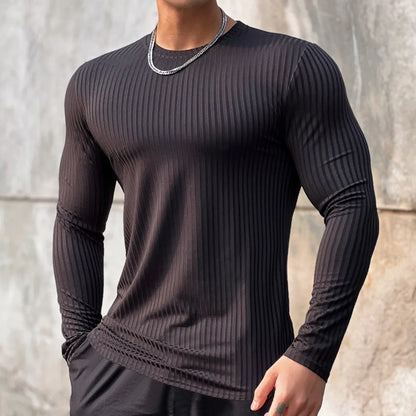 “Flexoora Men’s Quick‑Dry Long‑Sleeve Training Tee – Gym & Running”