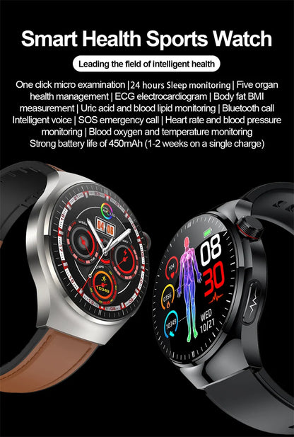 2025 New Smart Watch For Men Health ECG+HRV Blood Oxygen Uric Acid Fitness Sport Tracker Watches body fat Sleep Call Smartwatch