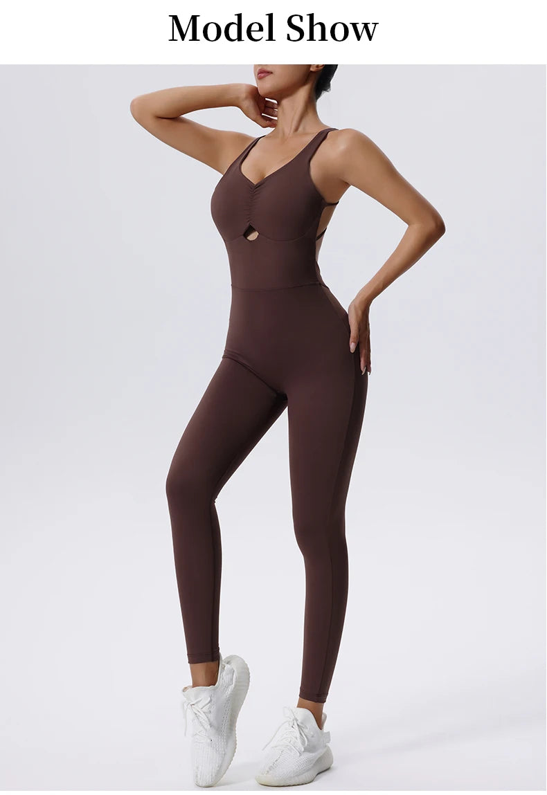 “Flexoora Women’s One‑Piece Zip‑Front Fitness Jumpsuit – Gym & Yoga”