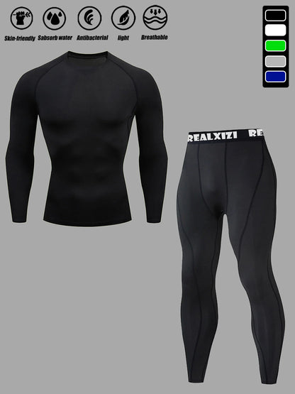 “Flexoora Men’s Compression Training Suit – Tight Fit for Workout & Jogging”