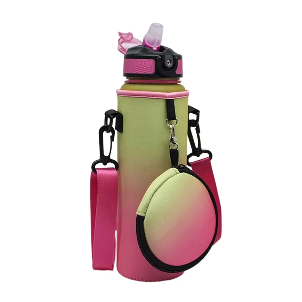1000ML Sports Bottle Case with Adjustable Shoulder Strap Water Bottle Holder Neoprene Carrier Insulated Water Jug Carrier Pouch