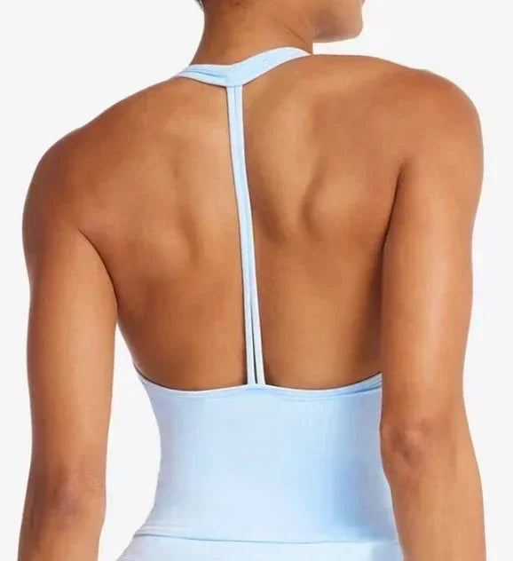 “Flexoora Women’s Halter Vest with Chest‑Pad – Gym & Yoga”