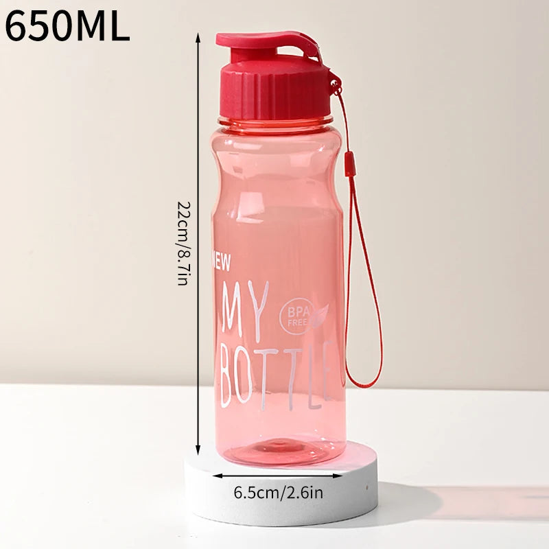 650ML Transparent&Portable Leak-proof Shaker Sports Water Bottle with Lid For School Gym Travel Girl Boy BPA Free