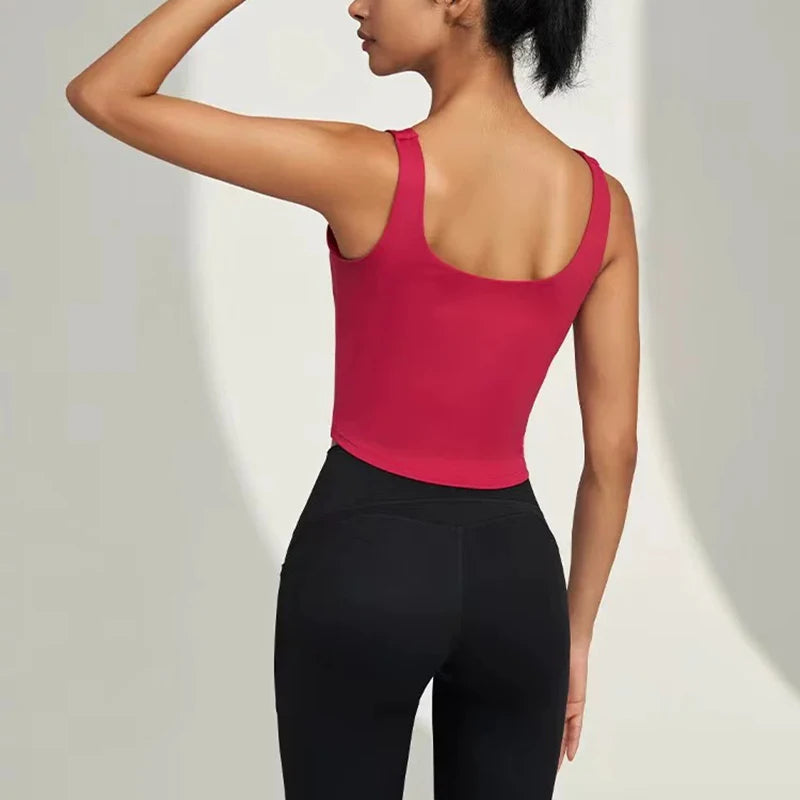 “Flexoora Women’s Shock‑Absorb Racerback Fitness Vest – Beauty Back Design”