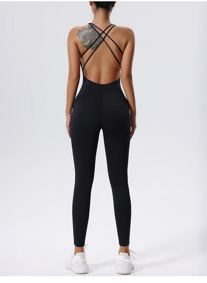 “Flexoora Women’s One‑Piece Zip‑Front Fitness Jumpsuit – Gym & Yoga”