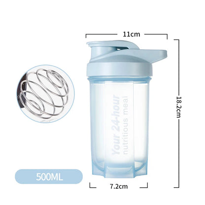 Sport Shaker Bottle 500ML Whey Protein Powder Mixing Bottle Sport Fitness Gym Shaker Outdoor Portable Plastic Drink Bottle